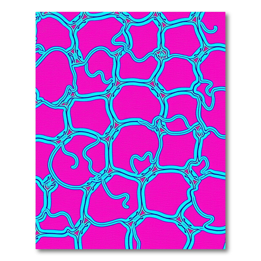 Vibrant Pink Interconnected Cells Rug