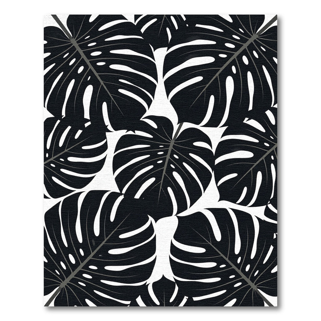 Monstera Black White Leafy Foliage Rug