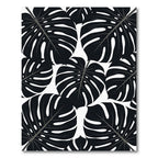 Monstera Black White Leafy Foliage Rug