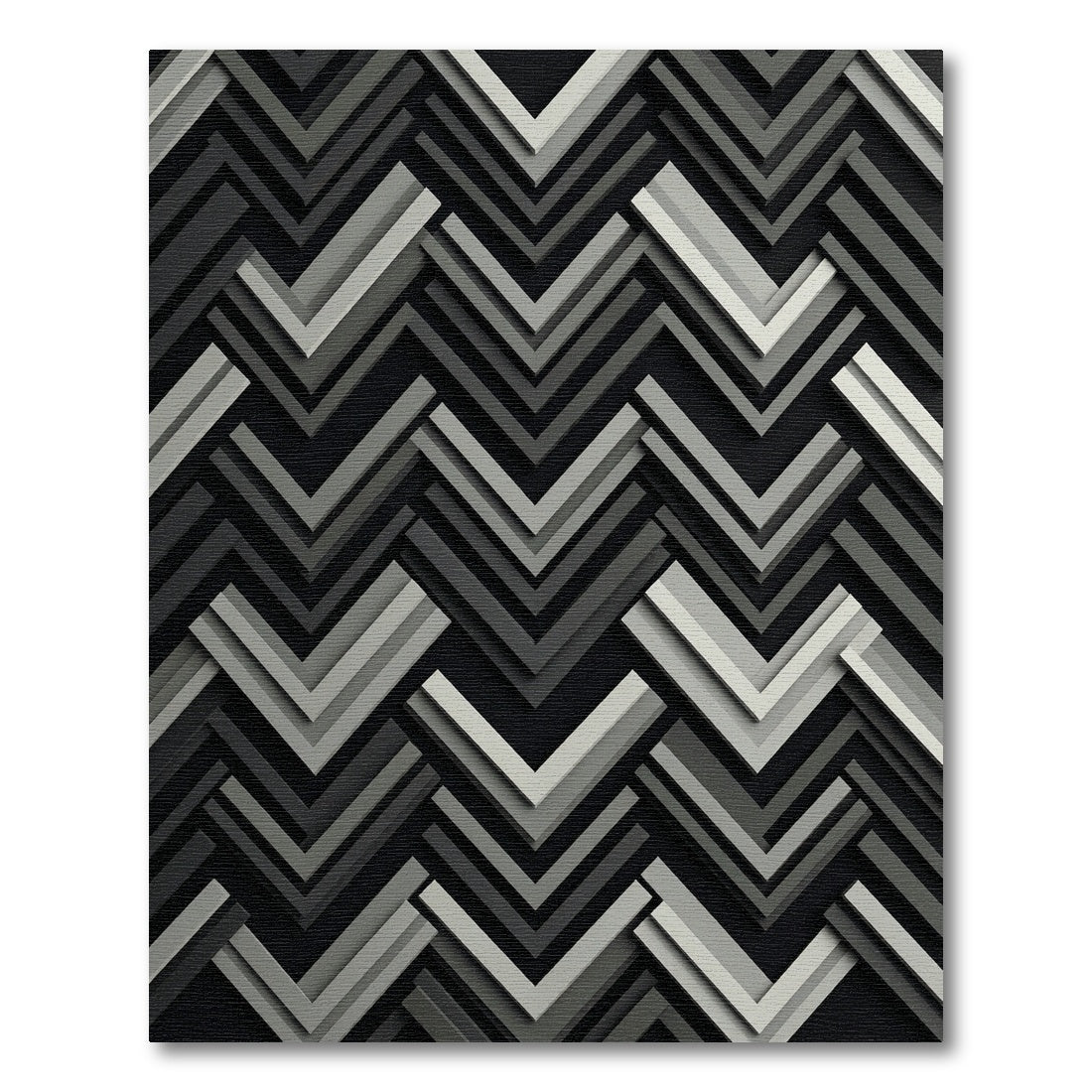 Monochromatic Geometric Chevron Layered Rug