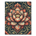Ornate Coral Lotus Floral Medallion Rug