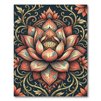 Ornate Coral Lotus Floral Medallion Rug