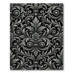 Ornate Gray Scroll Leaf Floral Rug
