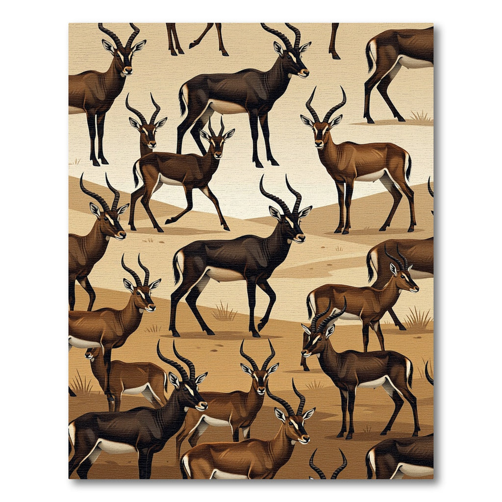 Earthy Serengeti Antelope Savanna Art Rug