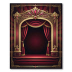 Grand Crimson Art Deco Stage Curtain Rug