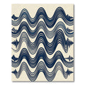 Navy Blue Abstract Wavy Linear Rug