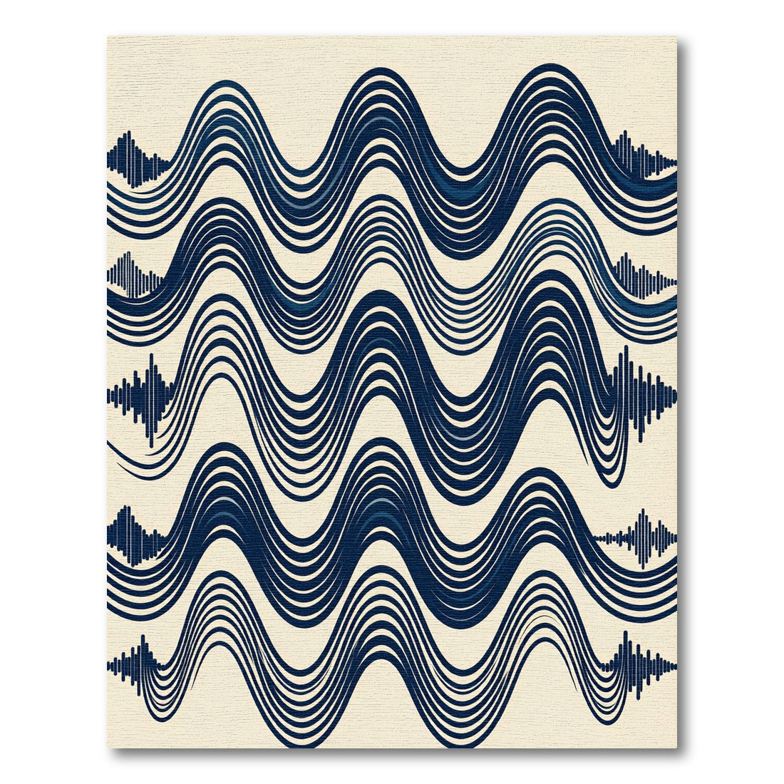 Navy Blue Abstract Wavy Linear Rug