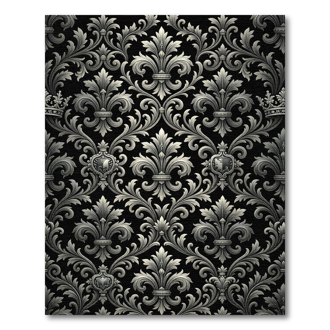 Ornate Silver Fleur-de-lis Crown Rug