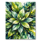 Lush Green Watercolor Leaf Burst Rug