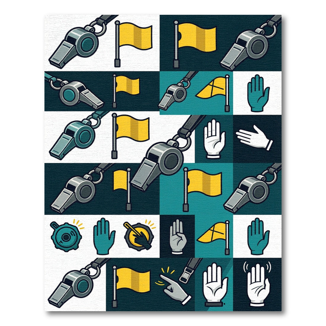 Graphic Whistle and Flag Sport Grid Rug
