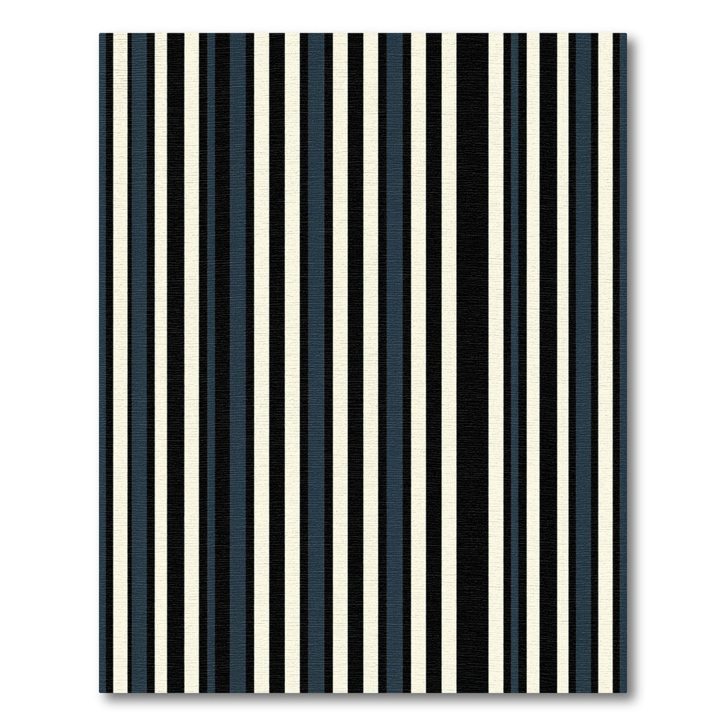 Minimalist Navy and Cream Vertical Stripe Rug