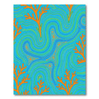 Orange Coral Blue Swirl Lines Rug