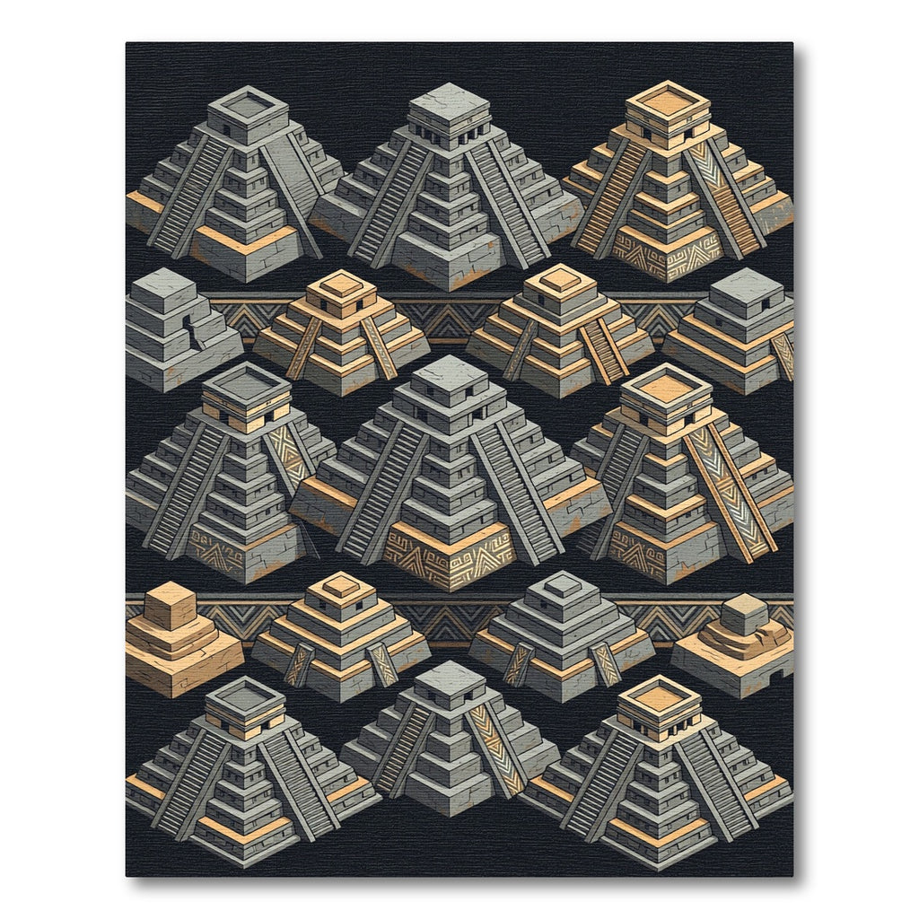 Ancient Stone Pyramids Geometric Repeat Rug