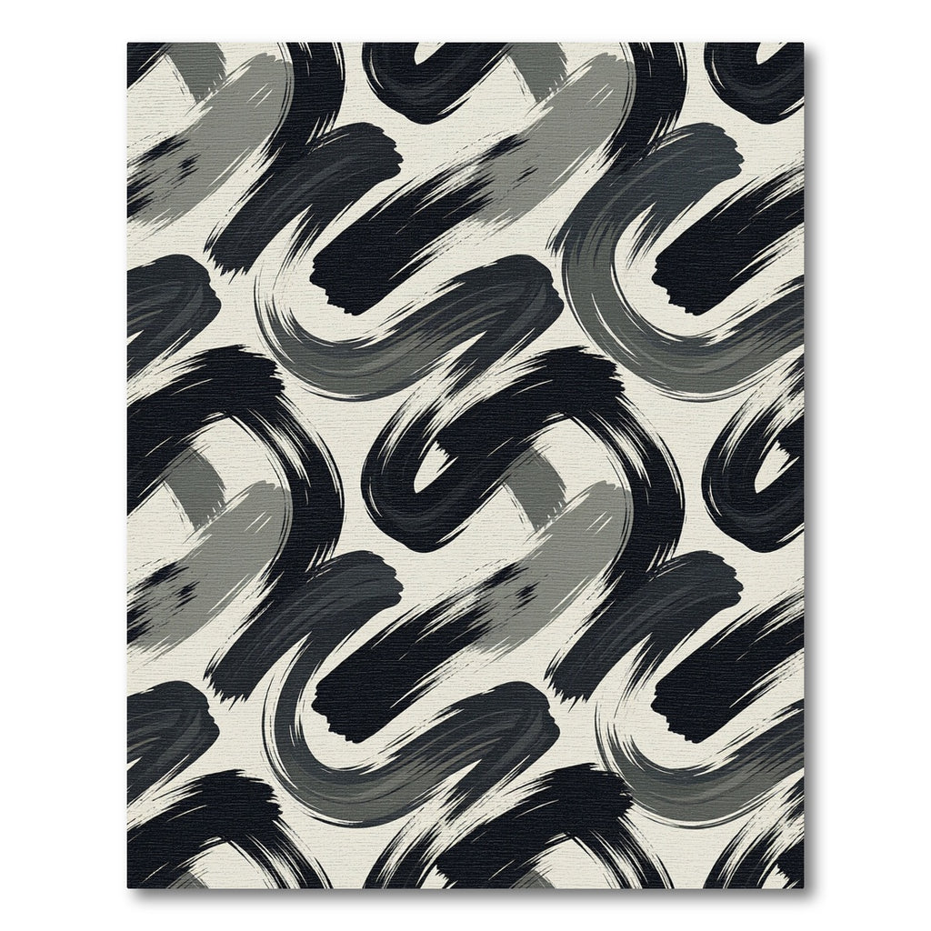 Monochromatic Brushstroke Swirl Rug