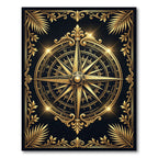 Opulent Golden Compass Nautical Medallion Rug