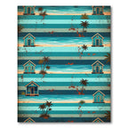 Coastal Beach Hut Striped Ocean Rug