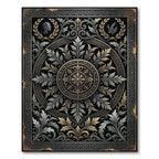 Neoclassical Gold and Silver Medallion Rug