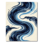 Deep Indigo Fluid Abstract Wave Rug