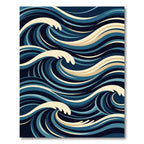 Naval Blue Swirling Water Curves Rug