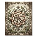 Vintage Neutral Floral Damask Medallion Rug