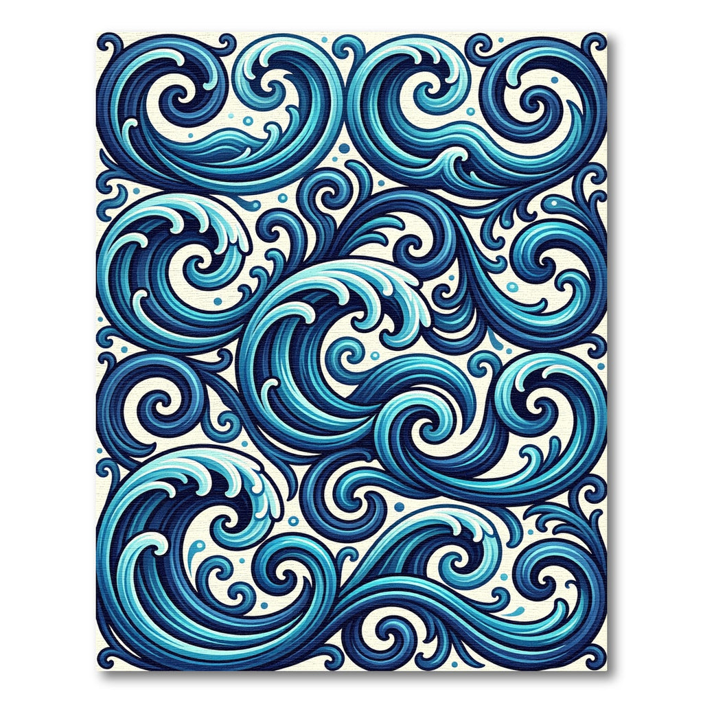 Deep Blue Ocean Swirls Rug