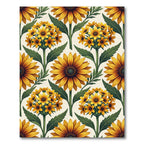 Golden Sunflower Botanical Garden Illustration Rug