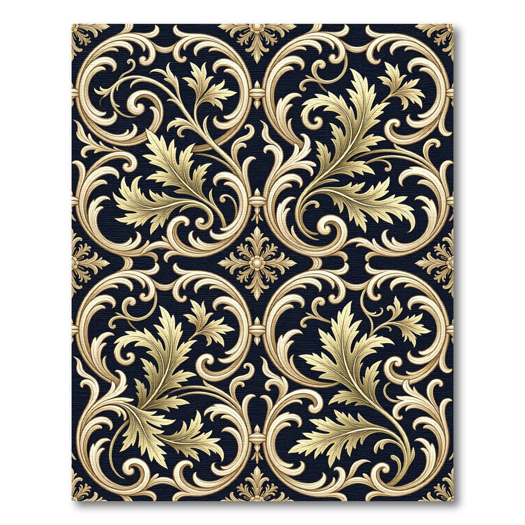 Ornate Gold Acanthus Scroll Work Rug