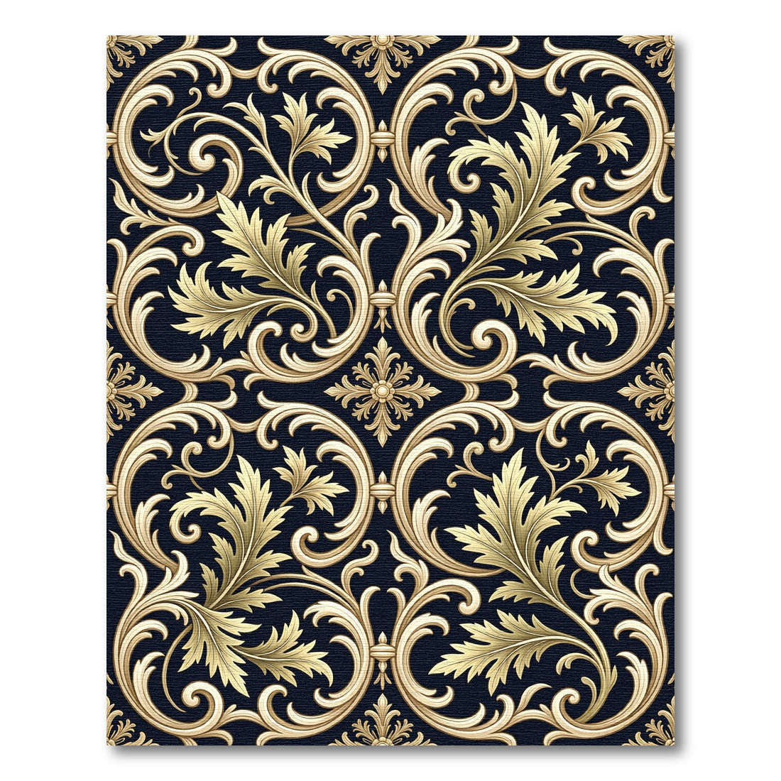 Ornate Gold Acanthus Scroll Work Rug