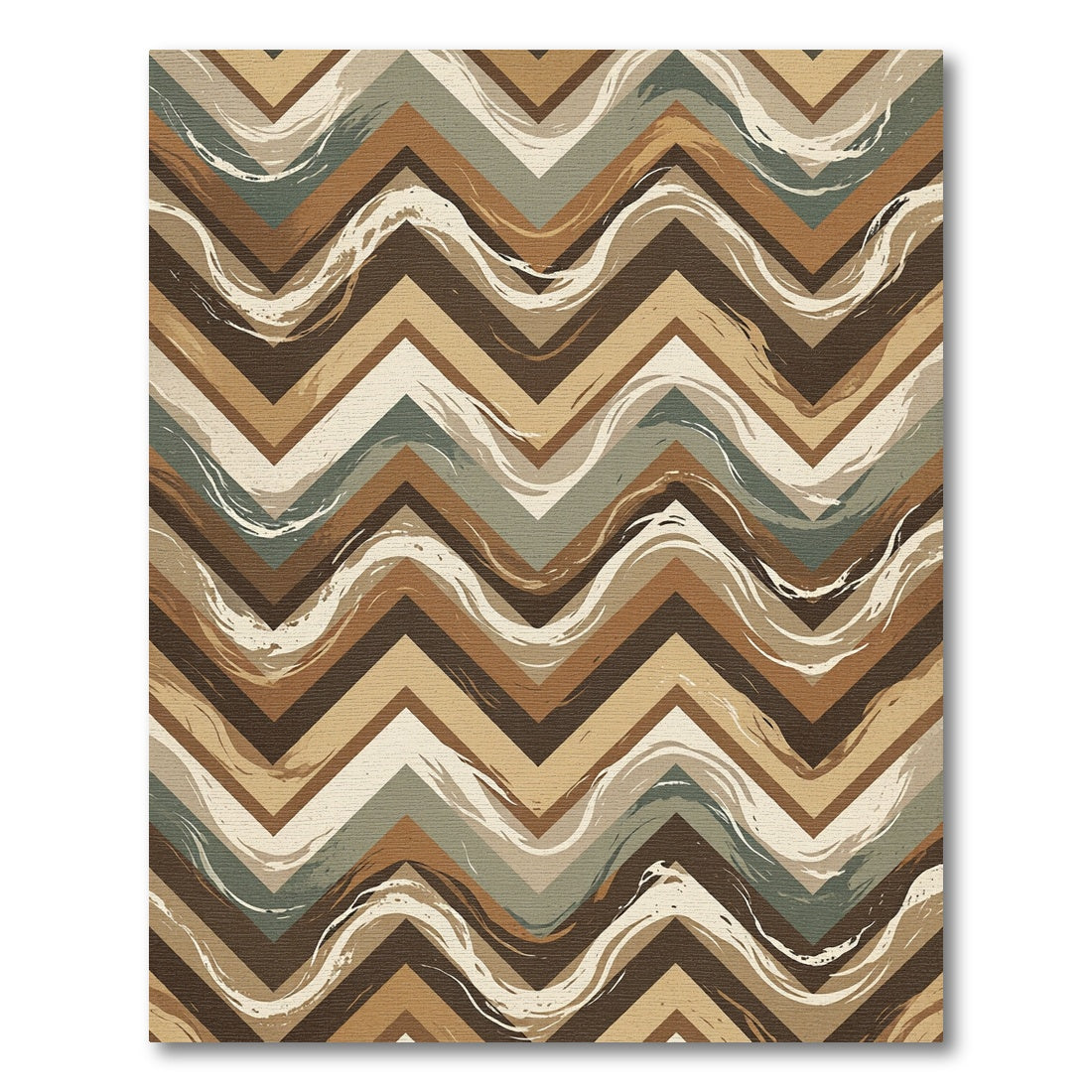 Earthy Chevron Wave Textured Rug