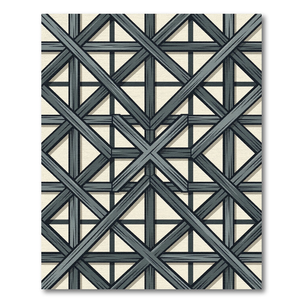 Gray Lattice Overlay Geometric Accents Rug