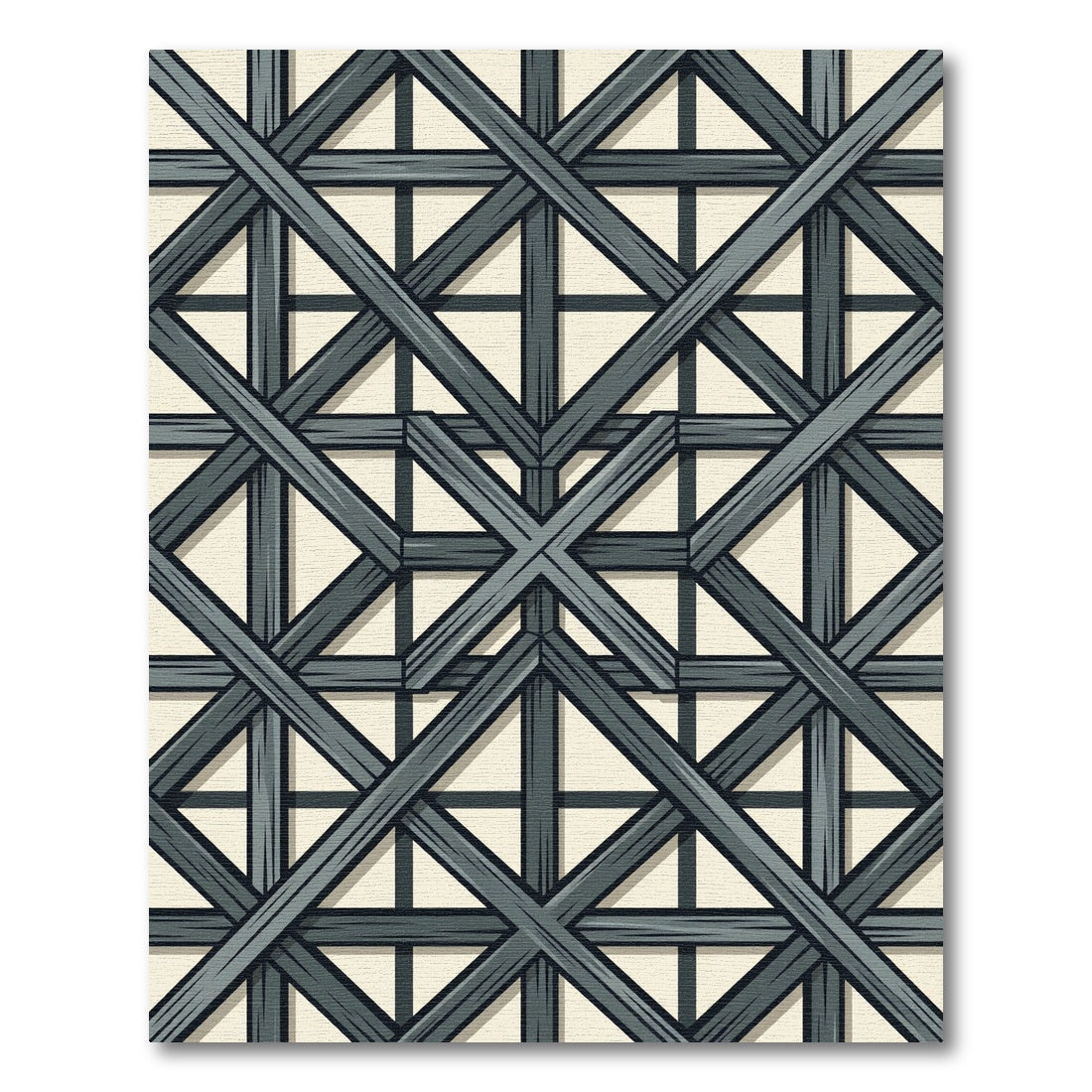 Gray Lattice Overlay Geometric Accents Rug