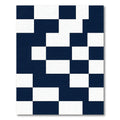 Navy Blue White Abstract Geometric Block Rug