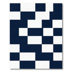 Navy Blue White Abstract Geometric Block Rug
