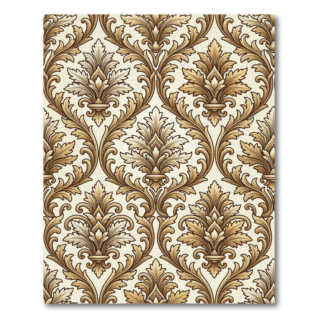 Golden Rococo Baroque Floral Damask Rug