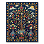 Midnight Garden Botanical Birds Art Rug