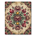 Vintage Pomegranate and Chrysanthemum Floral Medallion Rug