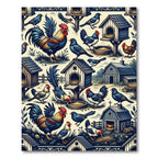Farmhouse Rooster and Bird Country Cream Rug