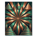 Art Deco Metallic Copper Emerald Sunburst Rug
