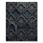 Dark Stone Arabesque Floral Trellis Rug