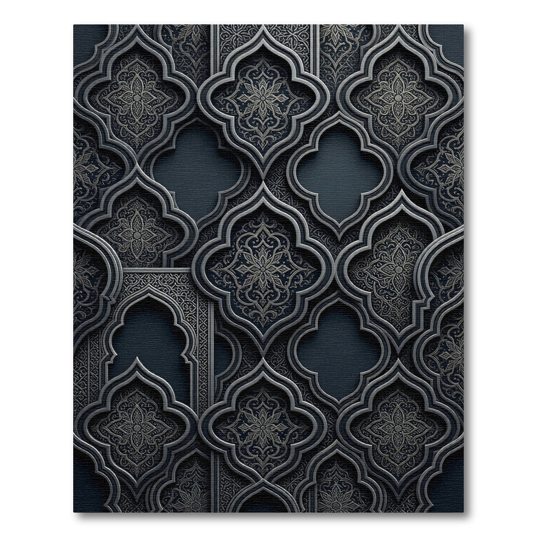 Dark Stone Arabesque Floral Trellis Rug