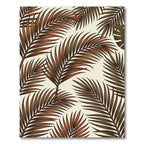 Earthy Brown Tropical Palm Fronds Rug