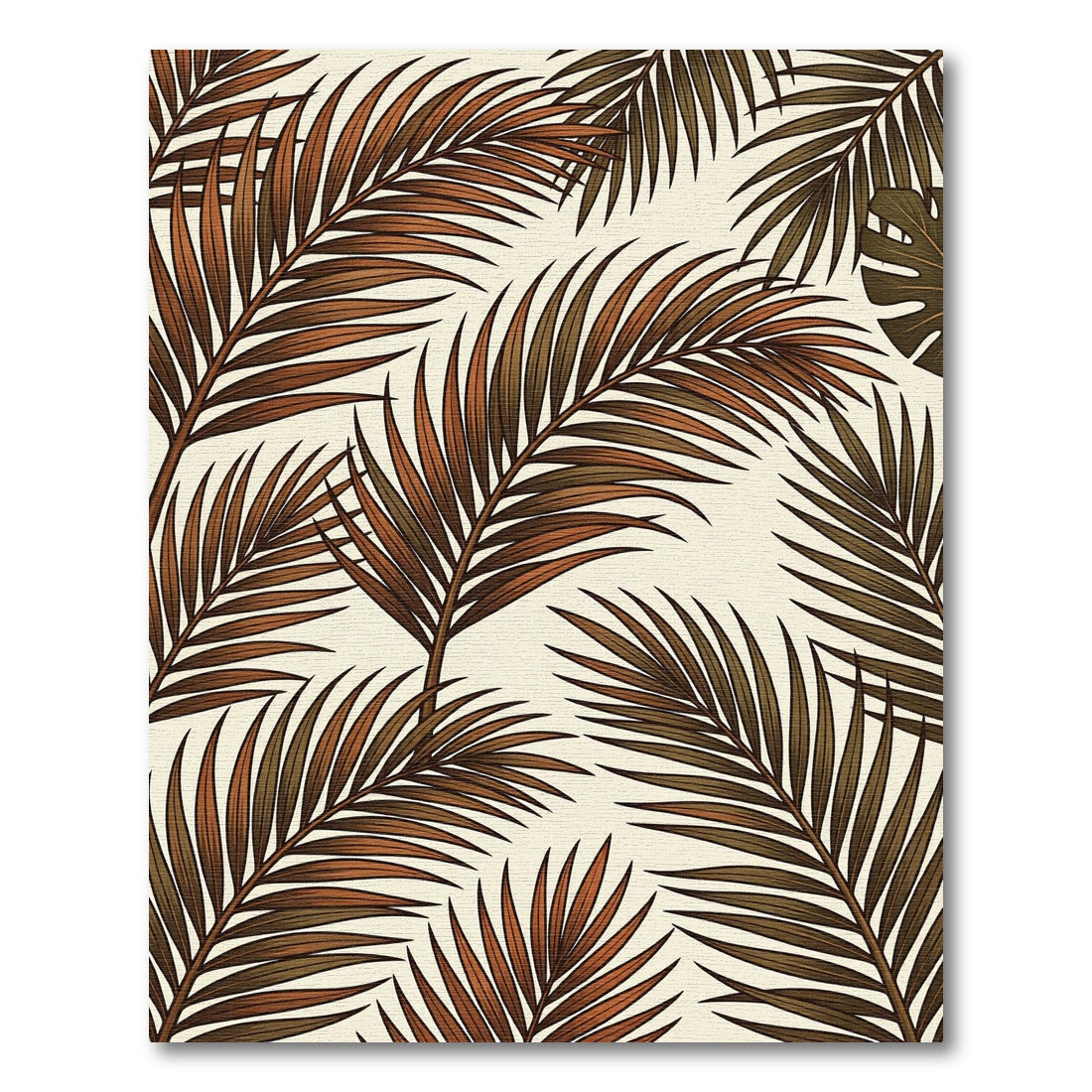 Earthy Brown Tropical Palm Fronds Rug
