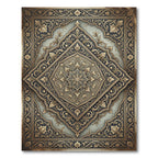 Ornate Gold Navy Filigree Medallion Rug