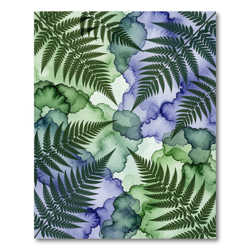 Lush Green and Violet Fern Foliage Rug