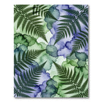 Lush Green and Violet Fern Foliage Rug