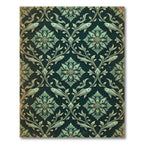Teal Botanical Fish Damask Flourish Rug
