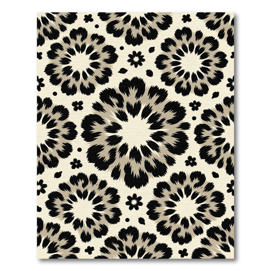 Bold Black Blossom Medallion Rug