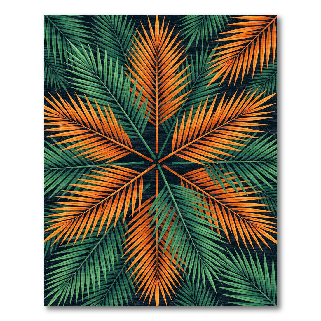 Vibrant Tropical Palm Leaf Sunburst Rug