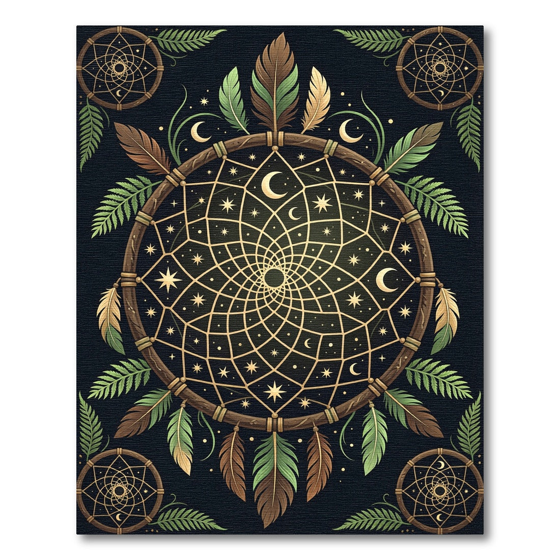Celestial Dreamcatcher with Moon and Stars Rug