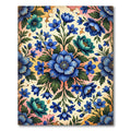 Vibrant Blue Floral Garden Arrangement Rug